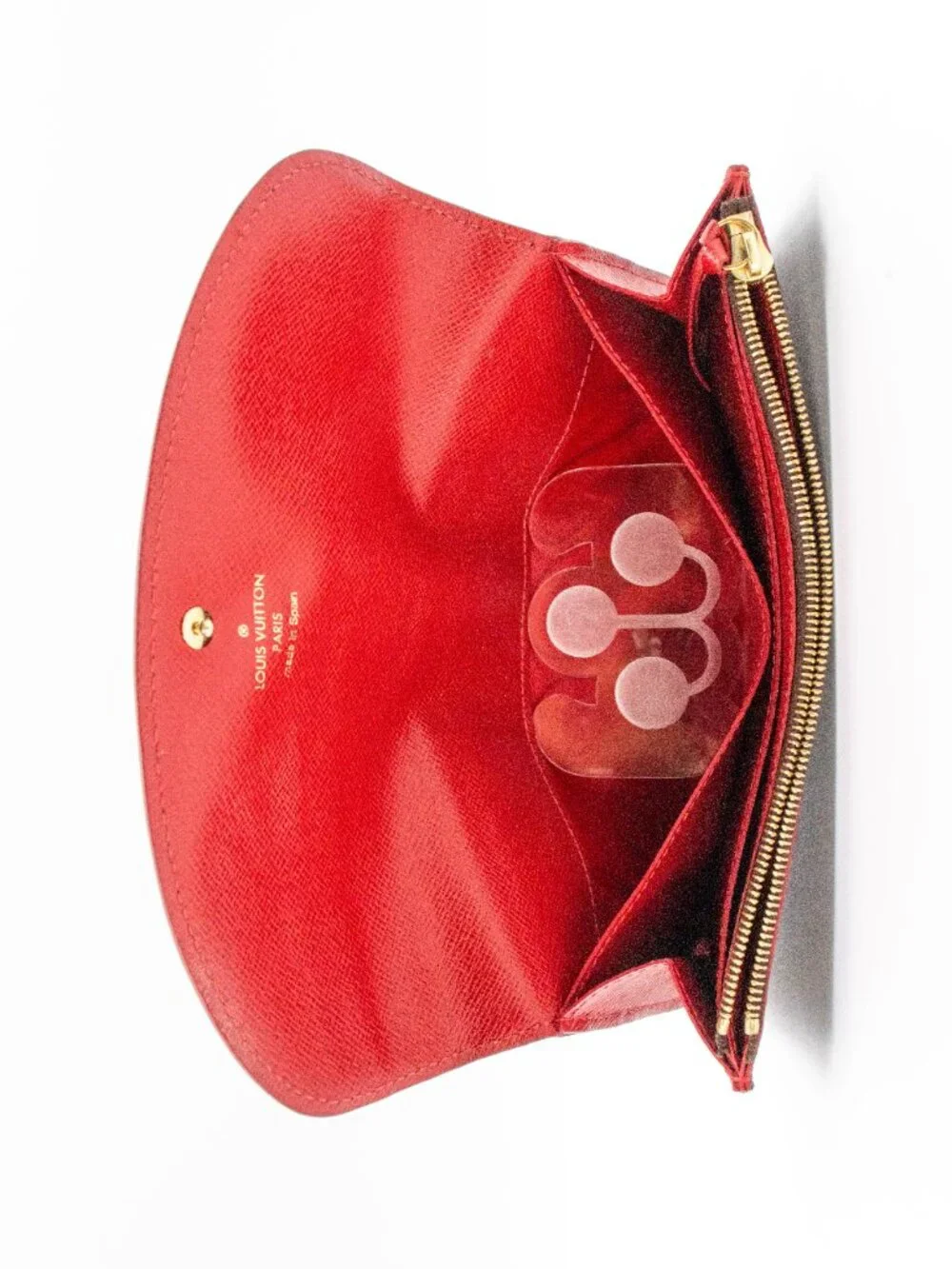 LV Damier Ebene Caissa Wallet Cherry Red